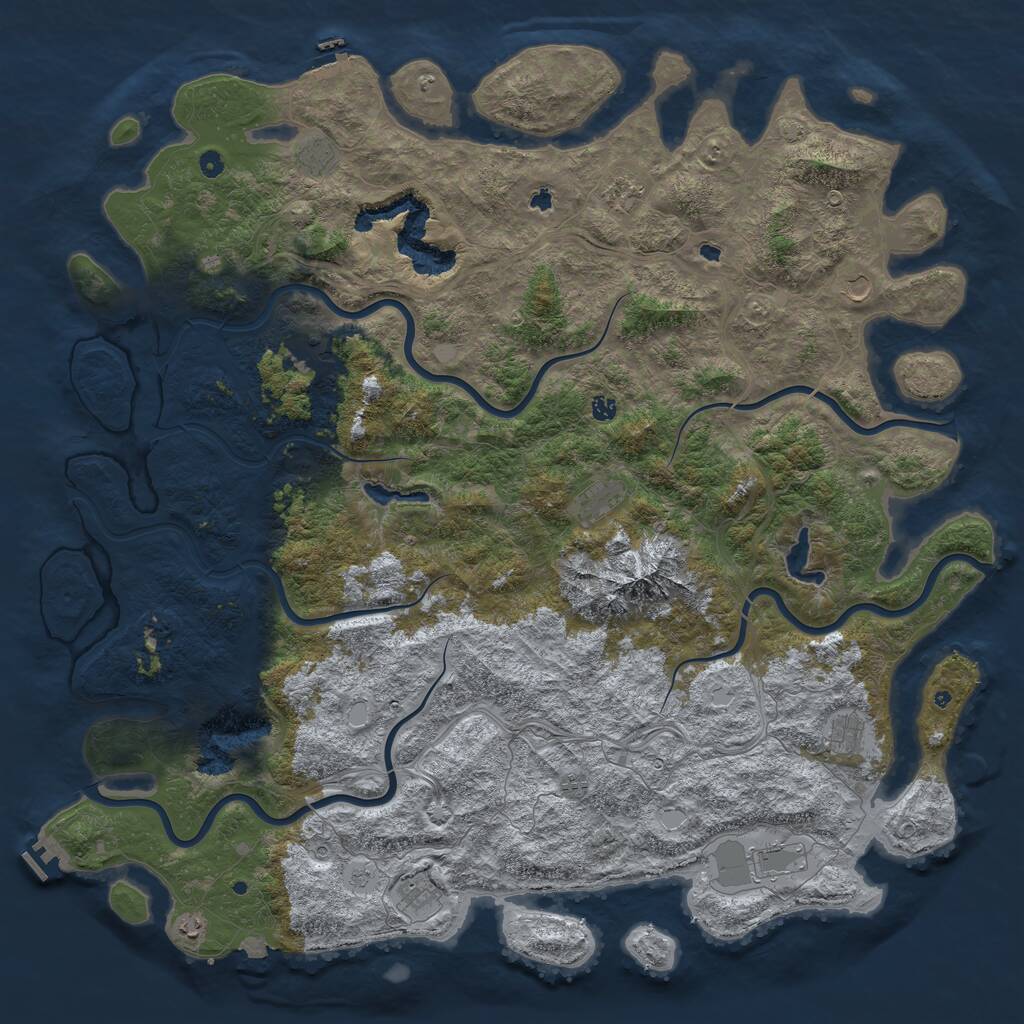 Rust Map: Procedural Map, Size: 6000, Seed: 1212636977, 17 Monuments