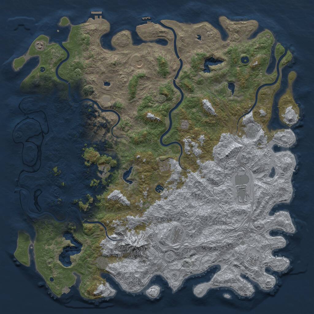 Rust Map: Procedural Map, Size: 6000, Seed: 1240545417, 17 Monuments