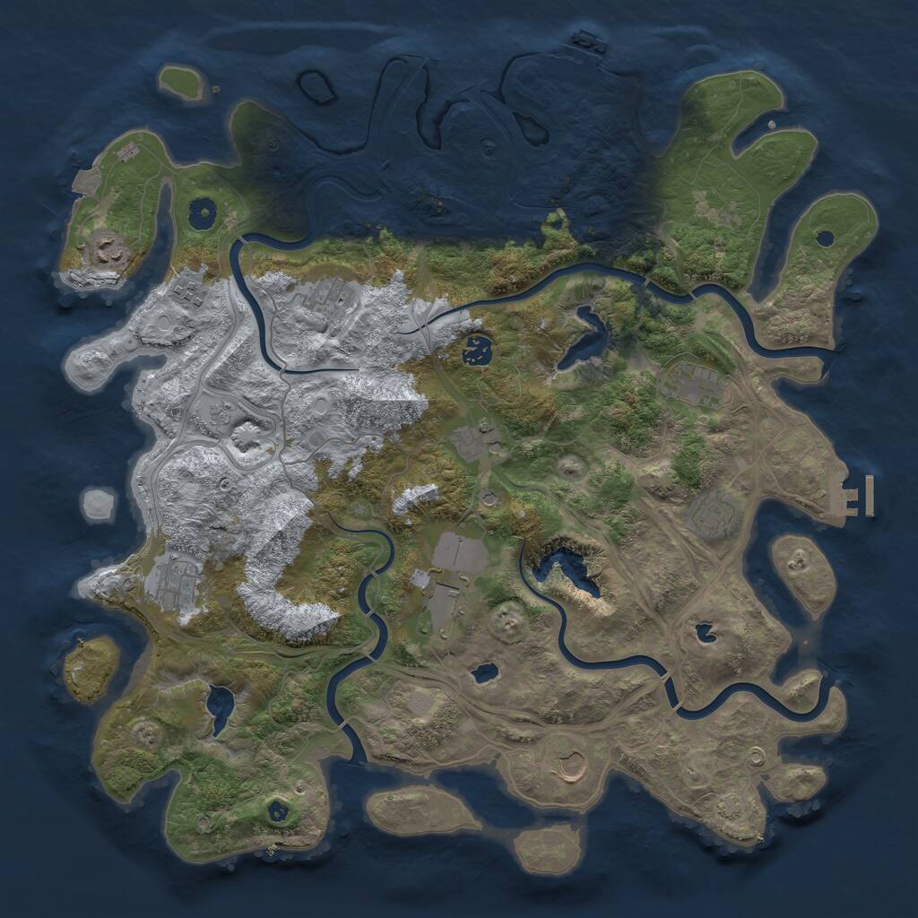 Rust Map: Procedural Map, Size: 4500, Seed: 555216999, 16 Monuments