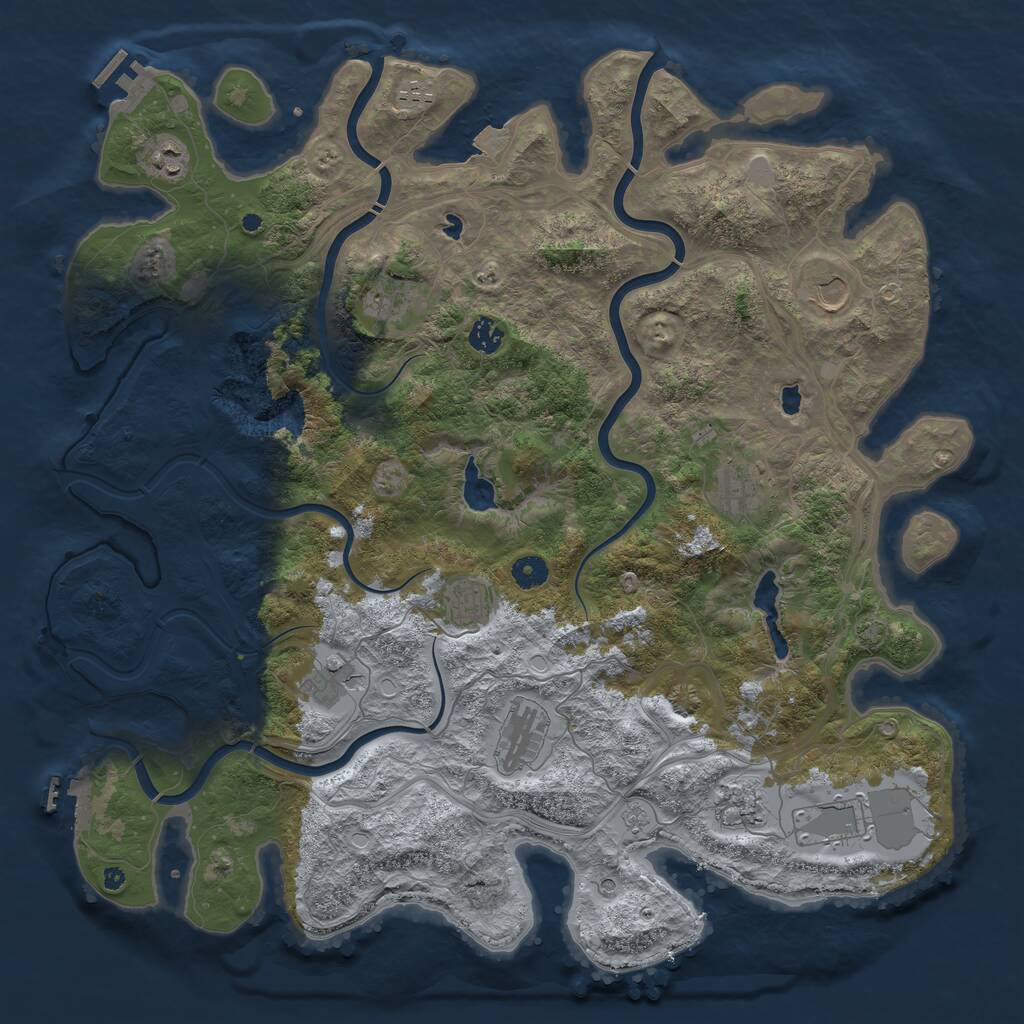 Rust Map: Procedural Map, Size: 4500, Seed: 310230870, 17 Monuments