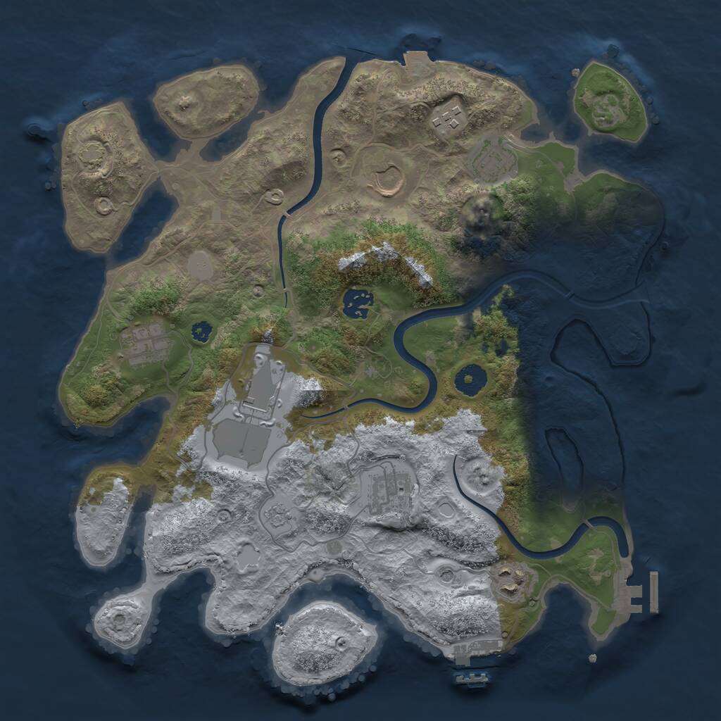 Rust Map: Procedural Map, Size: 3500, Seed: 445633535, 14 Monuments