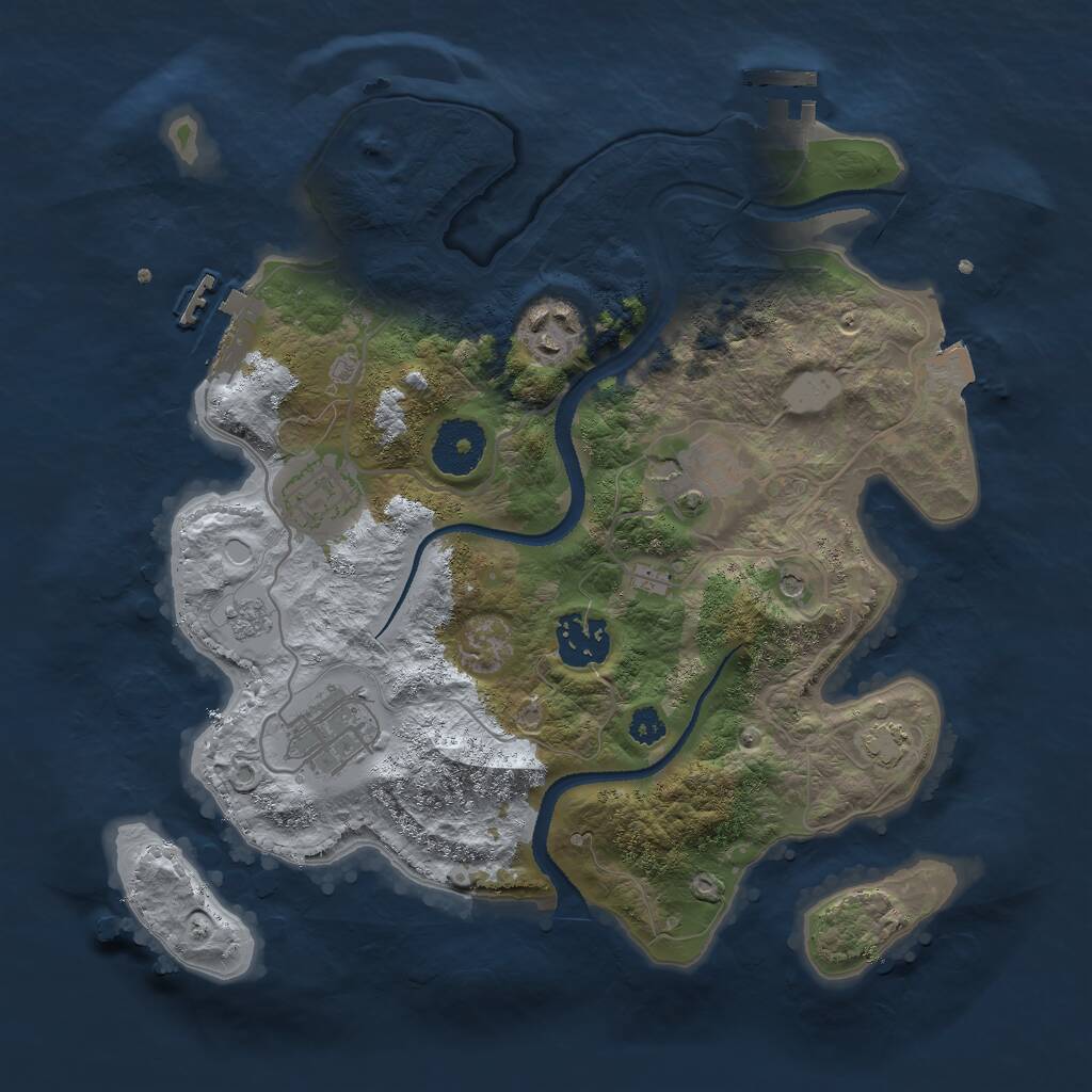Rust Map: Procedural Map, Size: 3000, Seed: 598414, 11 Monuments