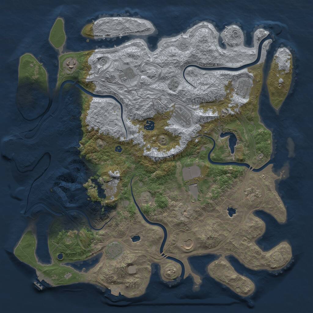 Rust Map: Procedural Map, Size: 4500, Seed: 306174880, 17 Monuments