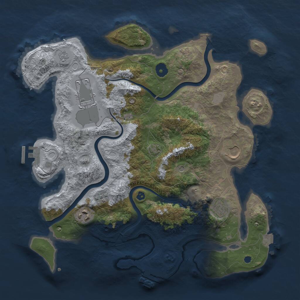 Rust Map: Procedural Map, Size: 3500, Seed: 119593902, 11 Monuments