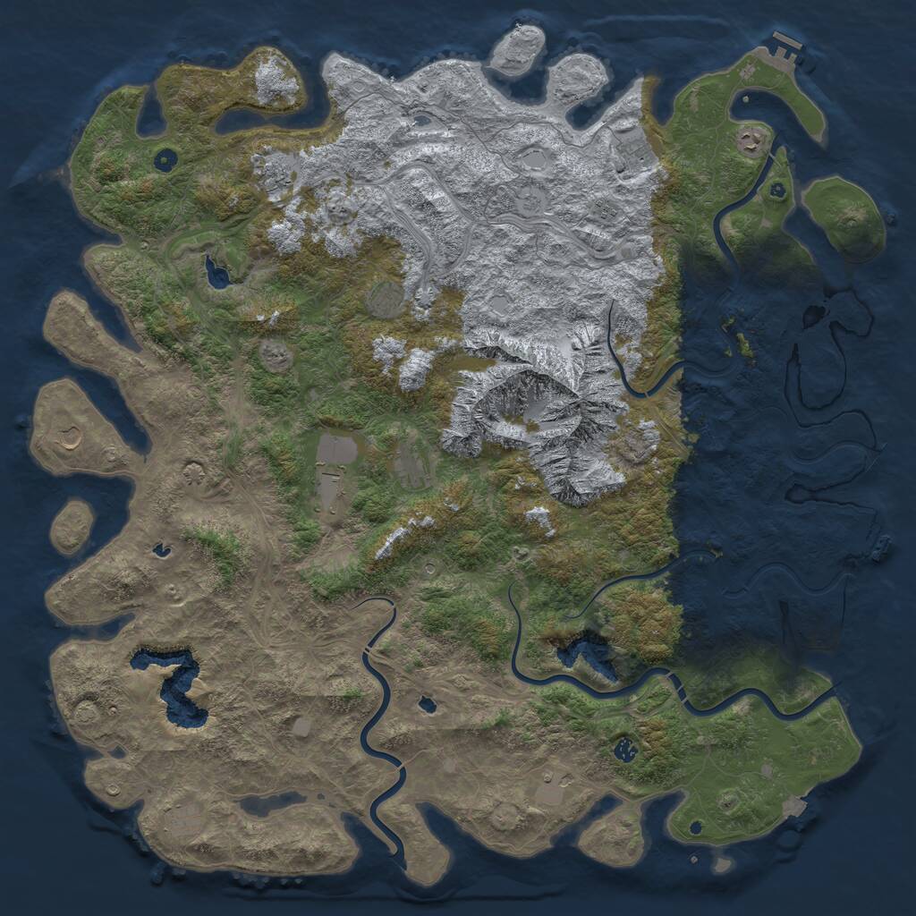 Rust Map: Procedural Map, Size: 6000, Seed: 159874653, 17 Monuments