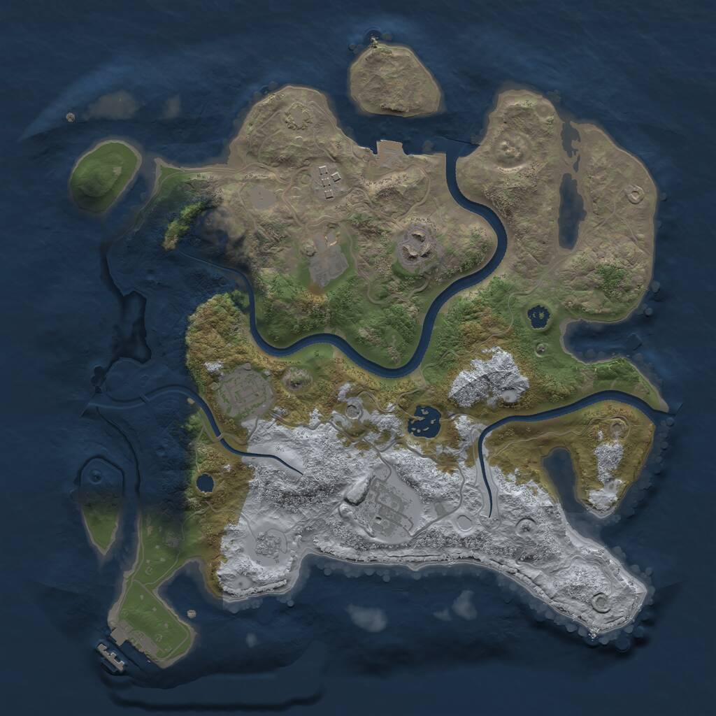 Rust Map: Procedural Map, Size: 3250, Seed: 1207857836, 11 Monuments