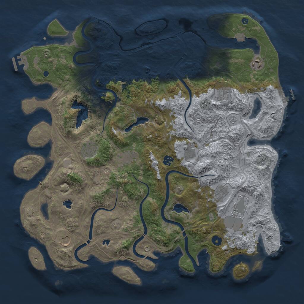 Rust Map: Procedural Map, Size: 4500, Seed: 1321127535, 16 Monuments