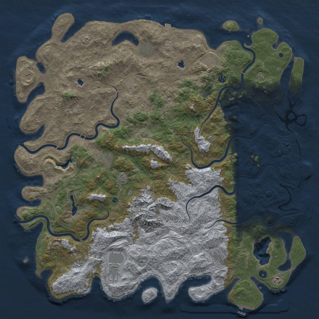 Rust Map: Procedural Map, Size: 6000, Seed: 811061004, 17 Monuments