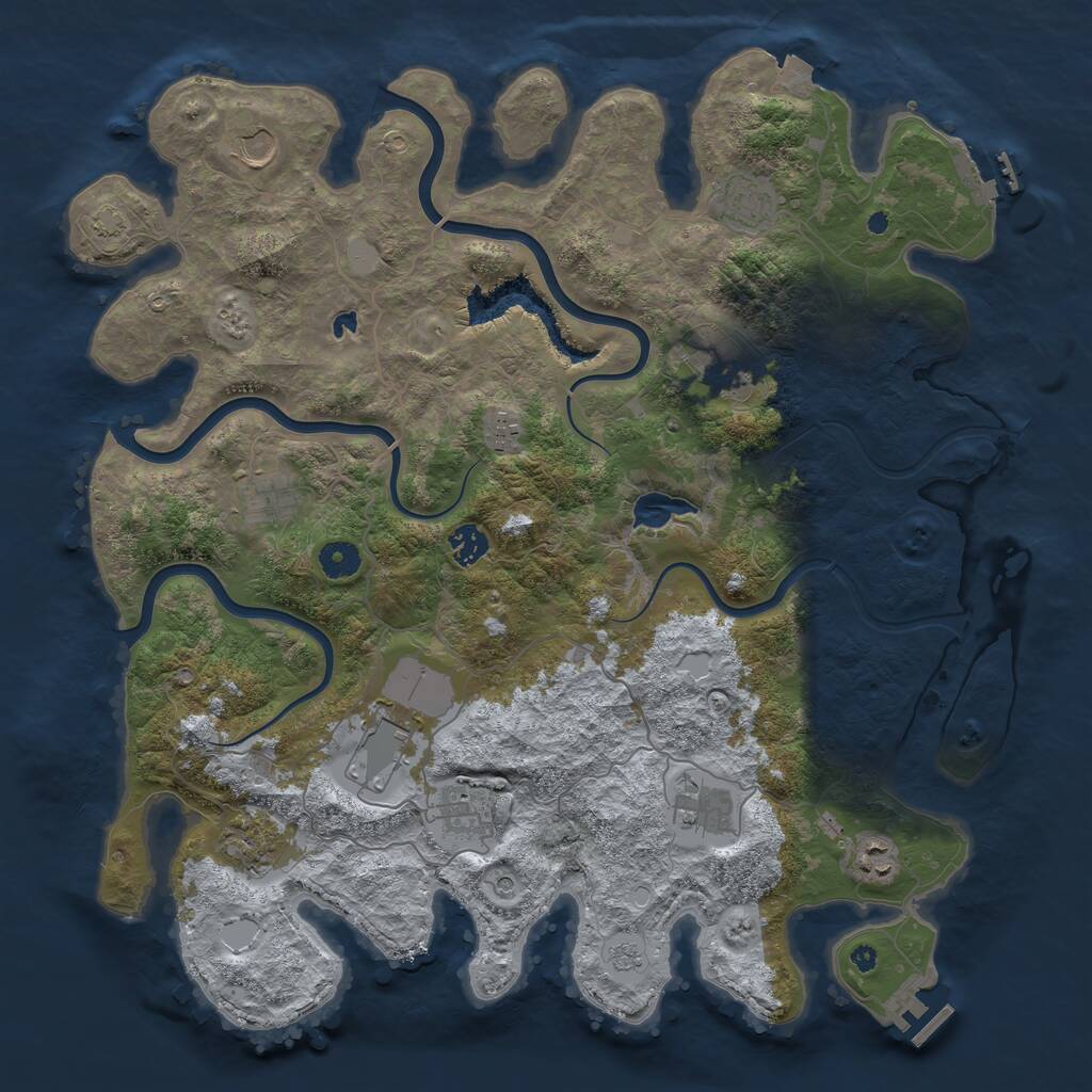 Rust Map: Procedural Map, Size: 4200, Seed: 681071036, 17 Monuments