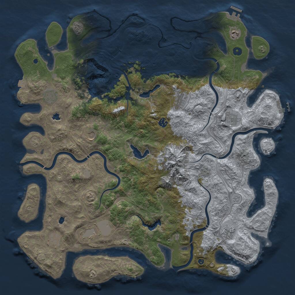 Rust Map: Procedural Map, Size: 5000, Seed: 264258869, 16 Monuments