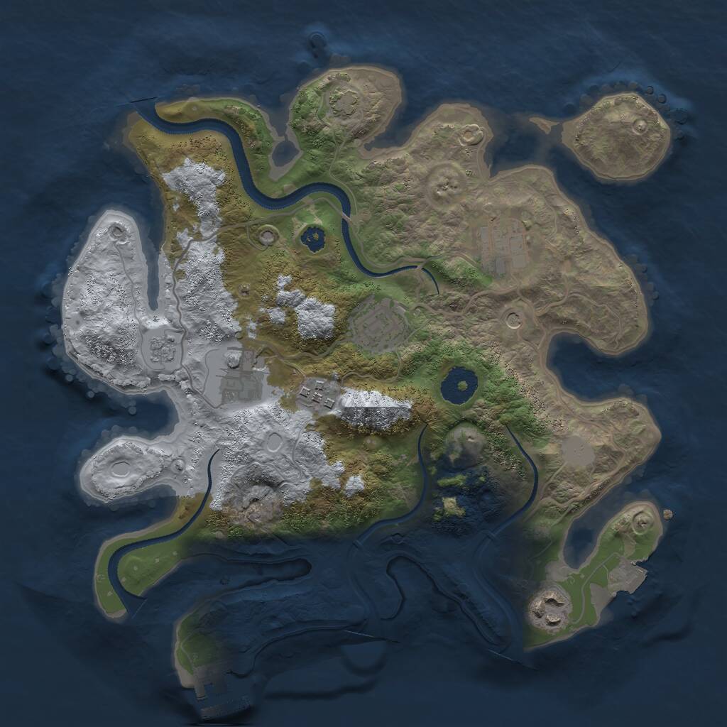 Rust Map: Procedural Map, Size: 3000, Seed: 830679154, 10 Monuments