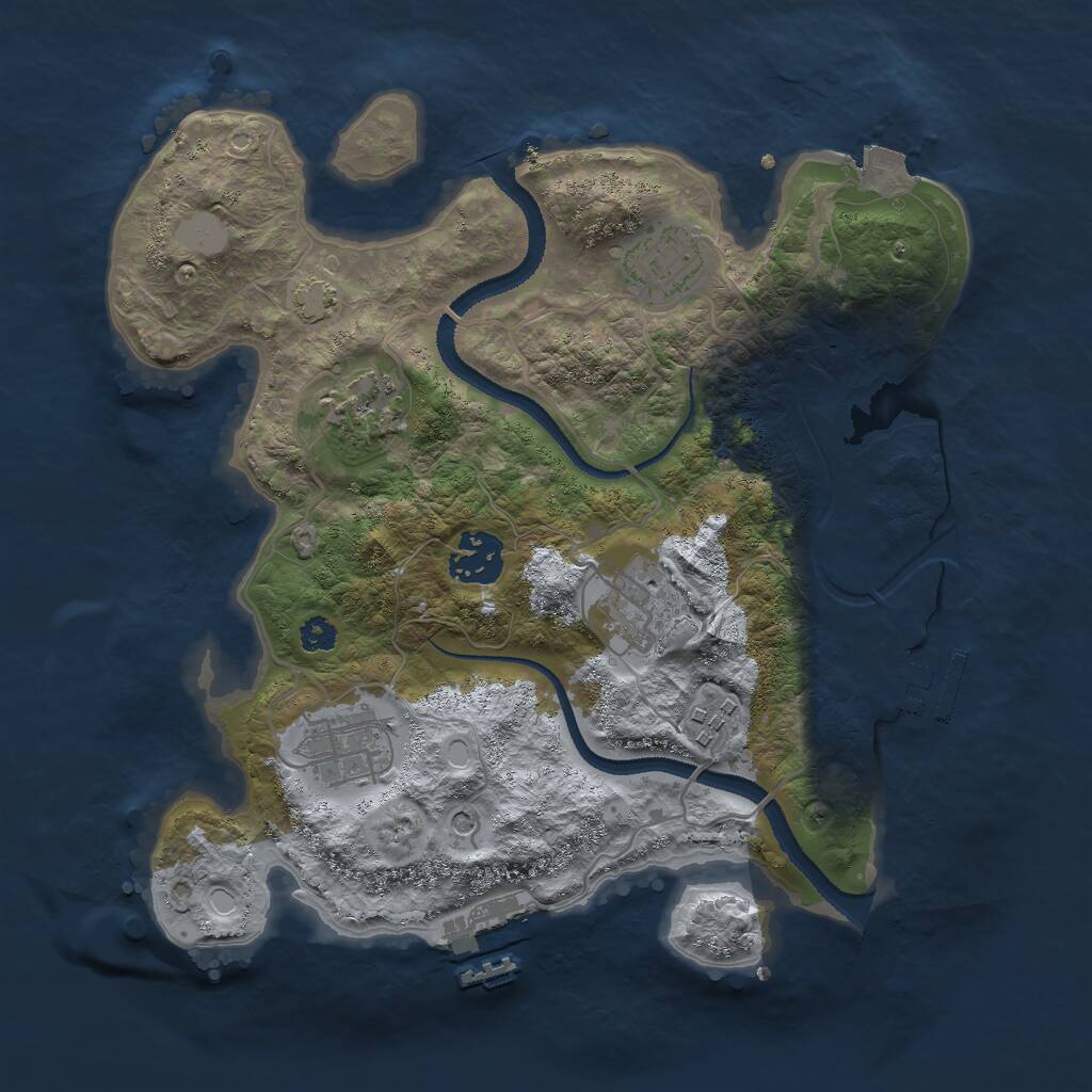 Rust Map: Procedural Map, Size: 3000, Seed: 1050546457, 11 Monuments