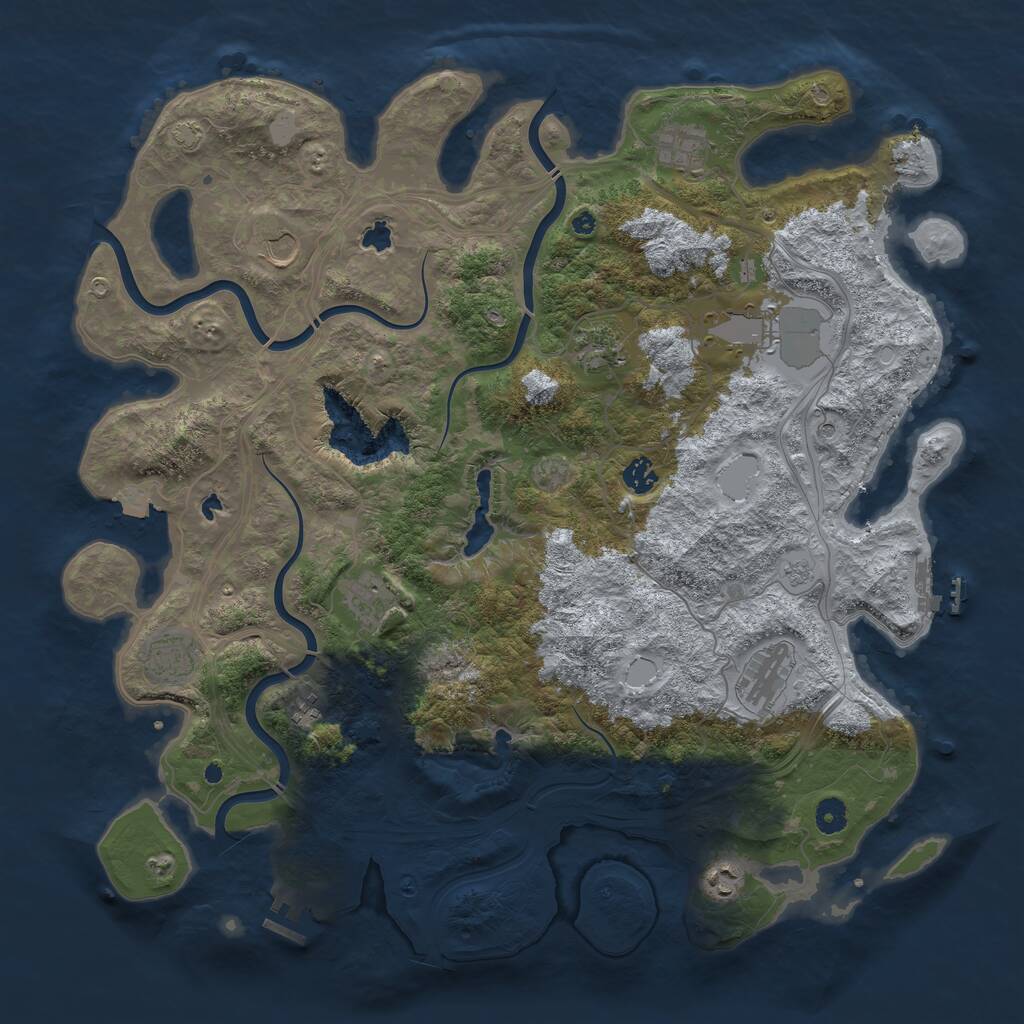 Rust Map: Procedural Map, Size: 4500, Seed: 784822994, 16 Monuments