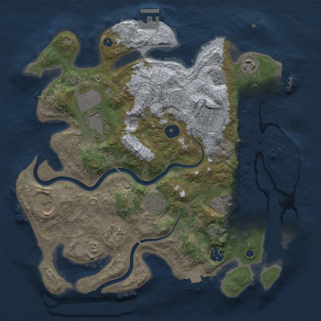 Rust Map: Procedural Map, Size: 3500, Seed: 844143887, 15 Monuments