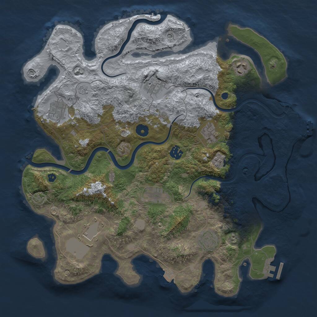 Rust Map: Procedural Map, Size: 3750, Seed: 1351736090, 15 Monuments