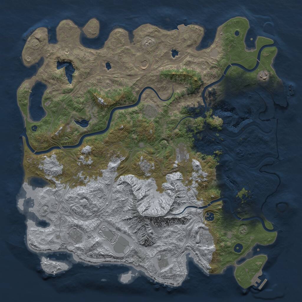 Rust Map: Procedural Map, Size: 5000, Seed: 1271853248, 17 Monuments