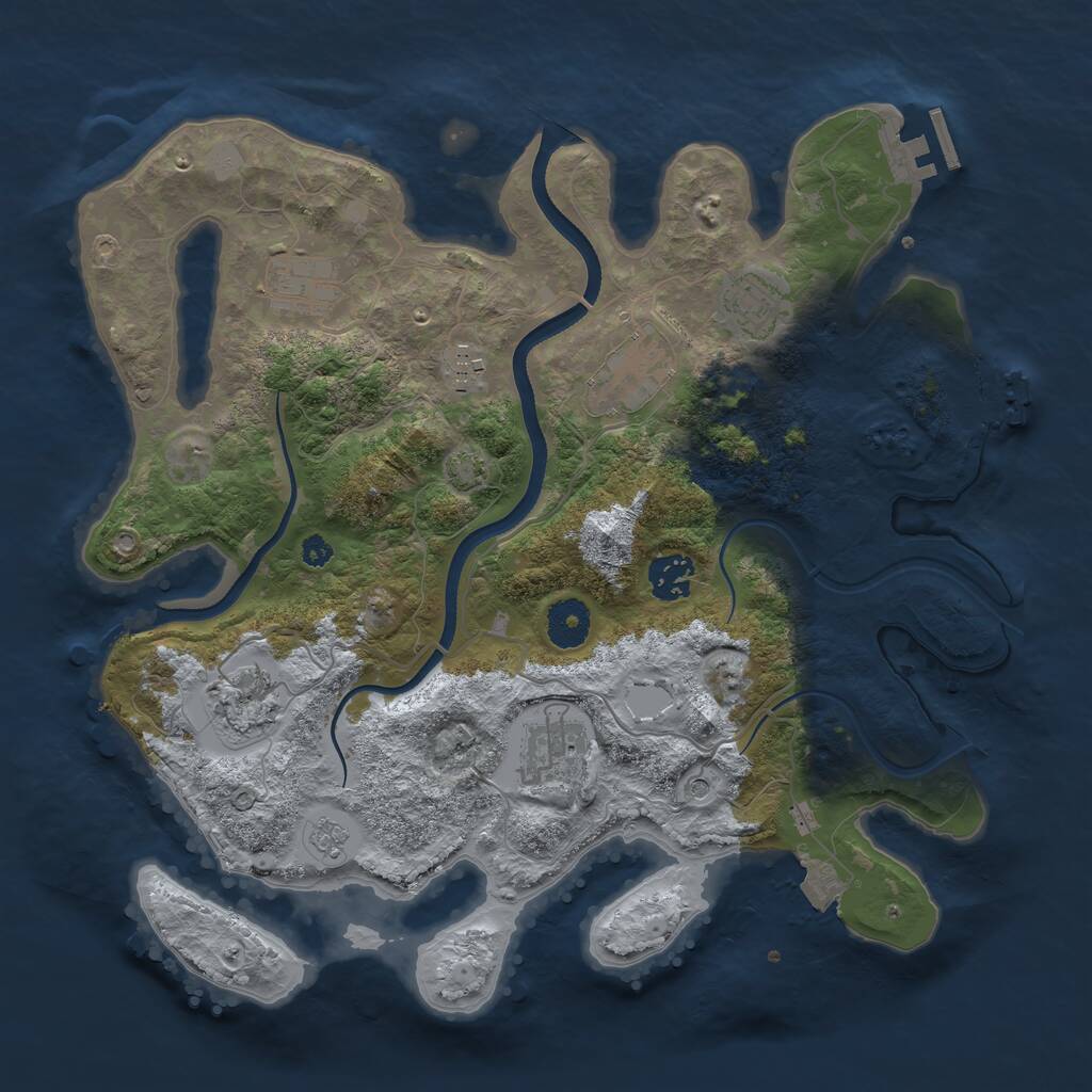 Rust Map: Procedural Map, Size: 3498, Seed: 1660432545, 13 Monuments