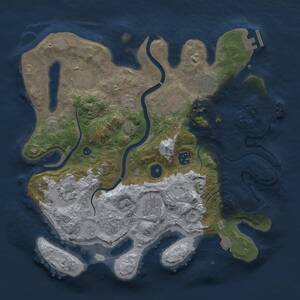 Thumbnail Rust Map: Procedural Map, Size: 3498, Seed: 1660432545, 13 Monuments