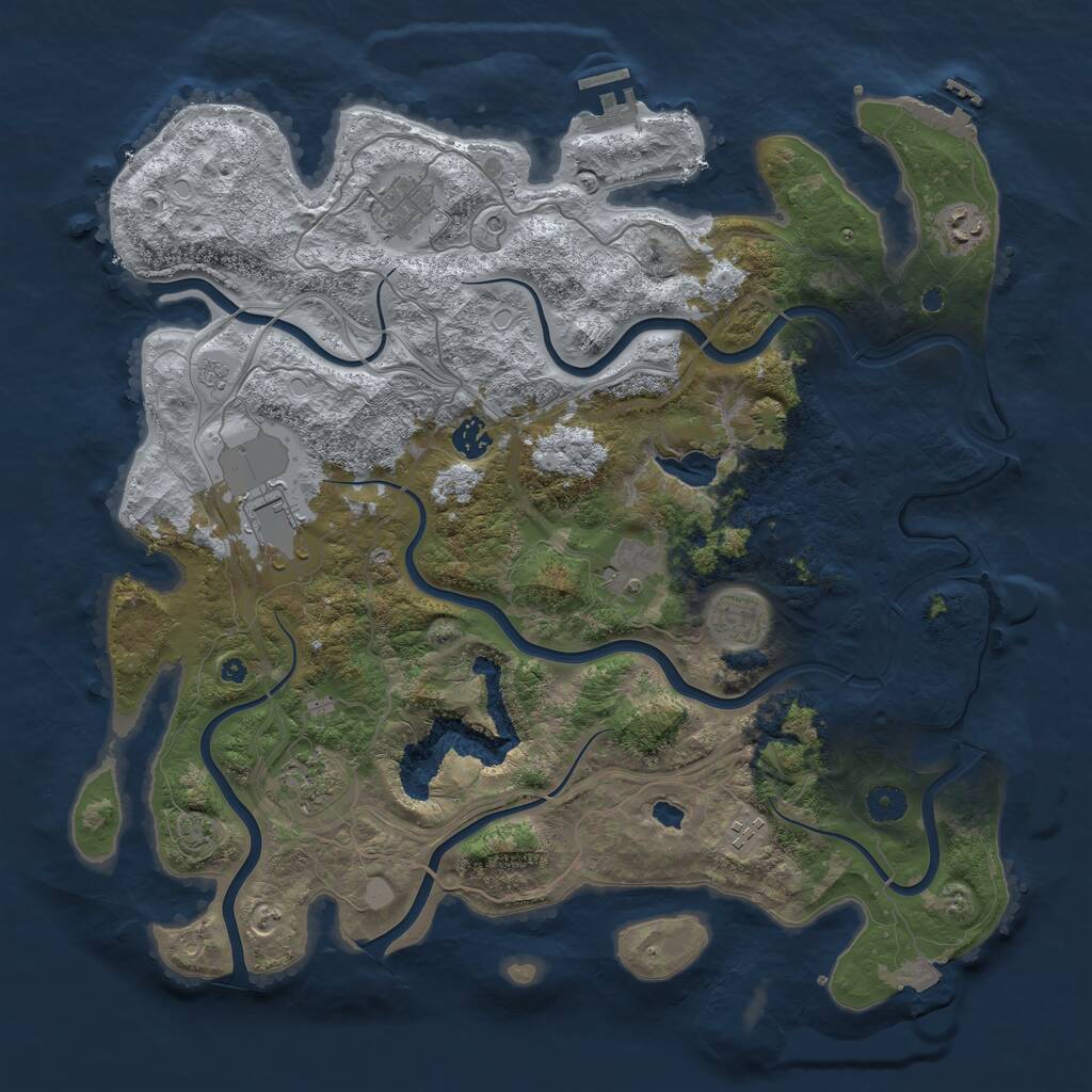 Rust Map: Procedural Map, Size: 4250, Seed: 243685828, 14 Monuments