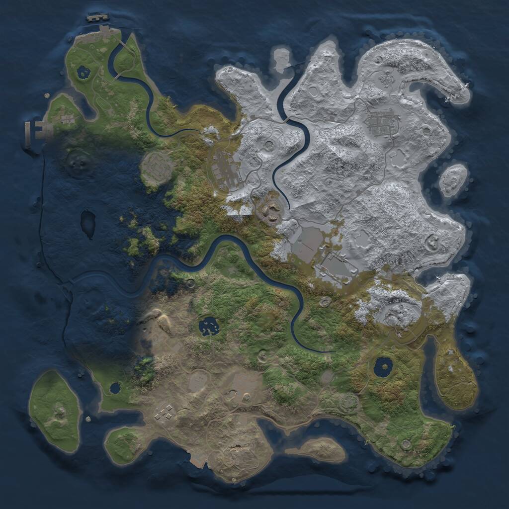 Rust Map: Procedural Map, Size: 3850, Seed: 1295234440, 16 Monuments