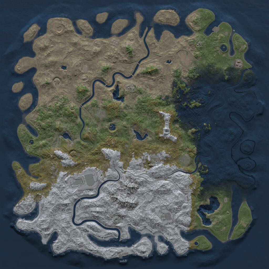 Rust Map: Procedural Map, Size: 6000, Seed: 18251, 17 Monuments