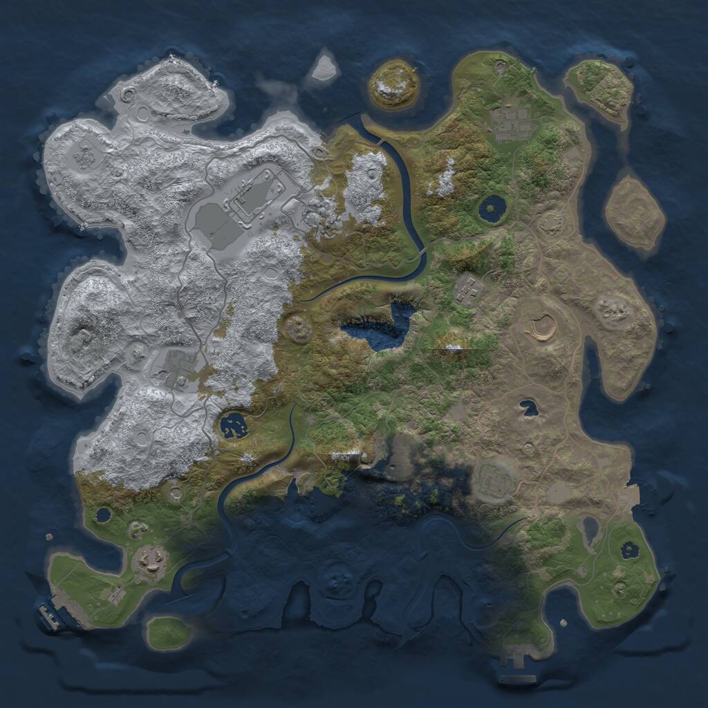 Rust Map: Procedural Map, Size: 4000, Seed: 821344053, 16 Monuments