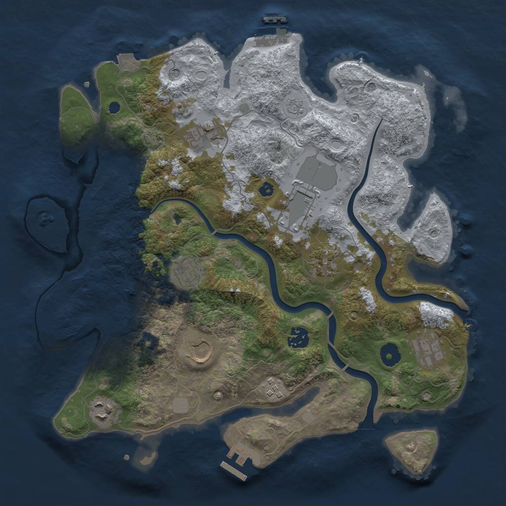Rust Map: Procedural Map, Size: 3500, Seed: 2026284767, 15 Monuments