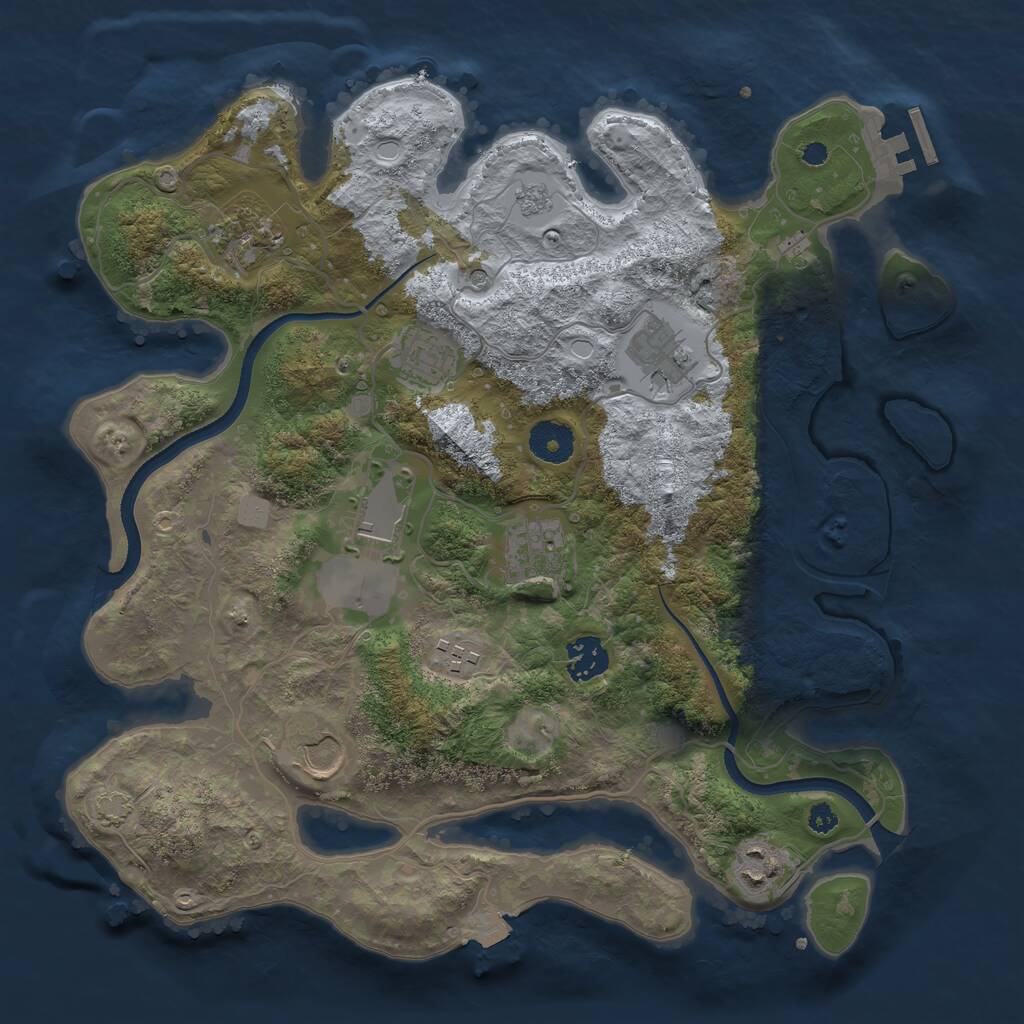 Rust Map: Procedural Map, Size: 3500, Seed: 1199265184, 14 Monuments