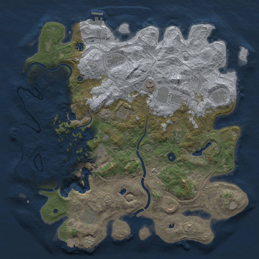 Rust Map: Procedural Map, Size: 4500, Seed: 516876063, 17 Monuments