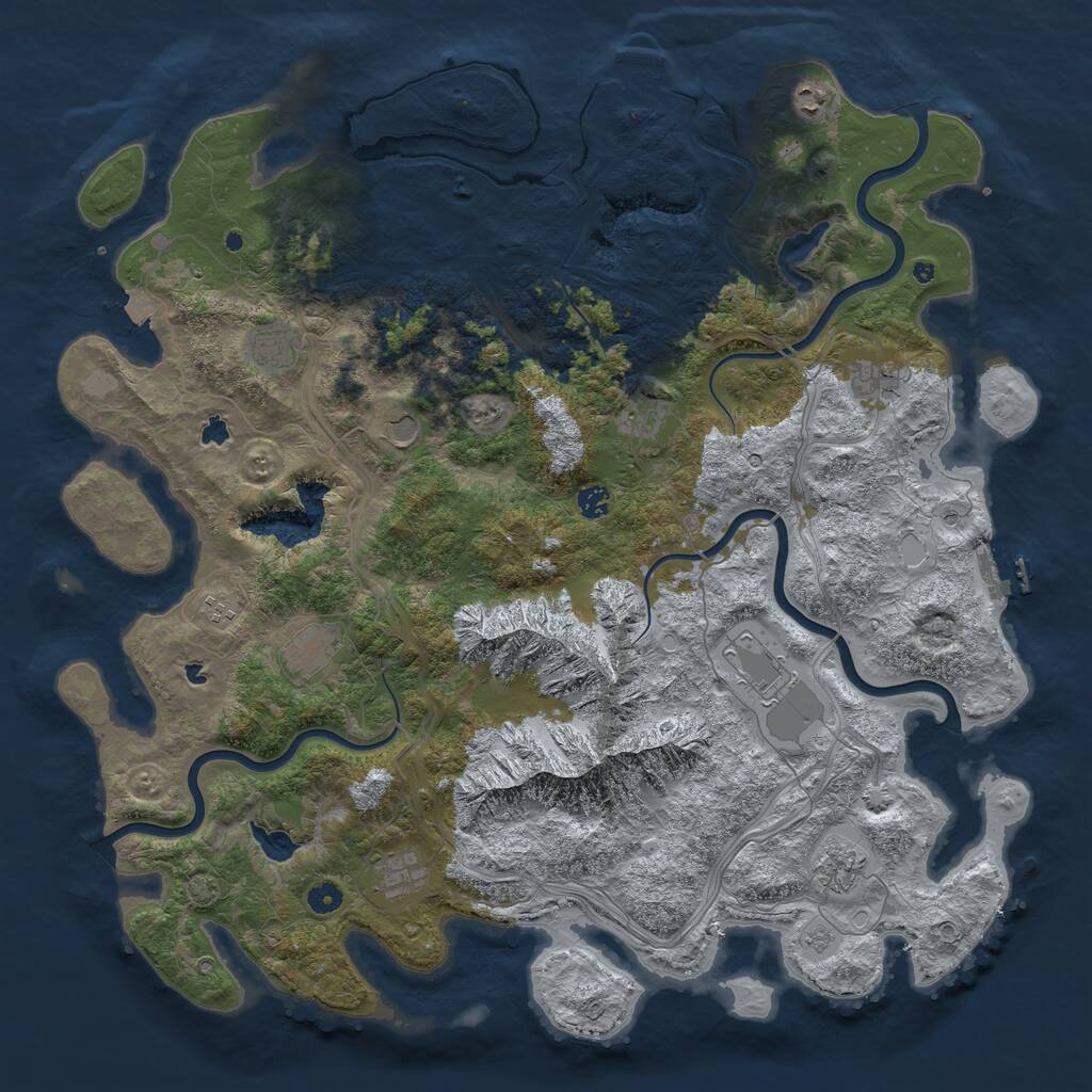 Rust Map: Procedural Map, Size: 5000, Seed: 245628932, 17 Monuments