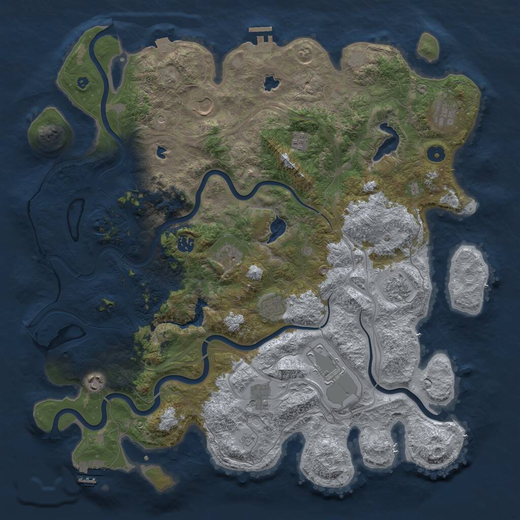 Rust Map: Procedural Map, Size: 4500, Seed: 1511895834, 16 Monuments