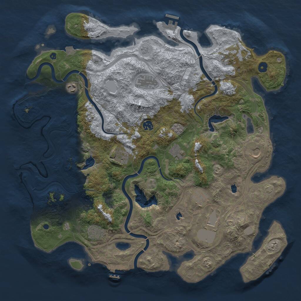 Rust Map: Procedural Map, Size: 4500, Seed: 901213147, 17 Monuments