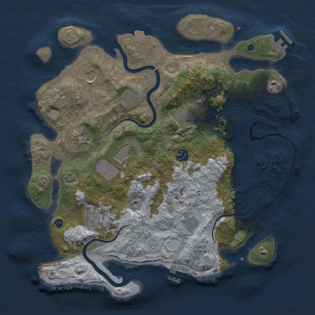 Rust Map: Procedural Map, Size: 3750, Seed: 851605262, 16 Monuments
