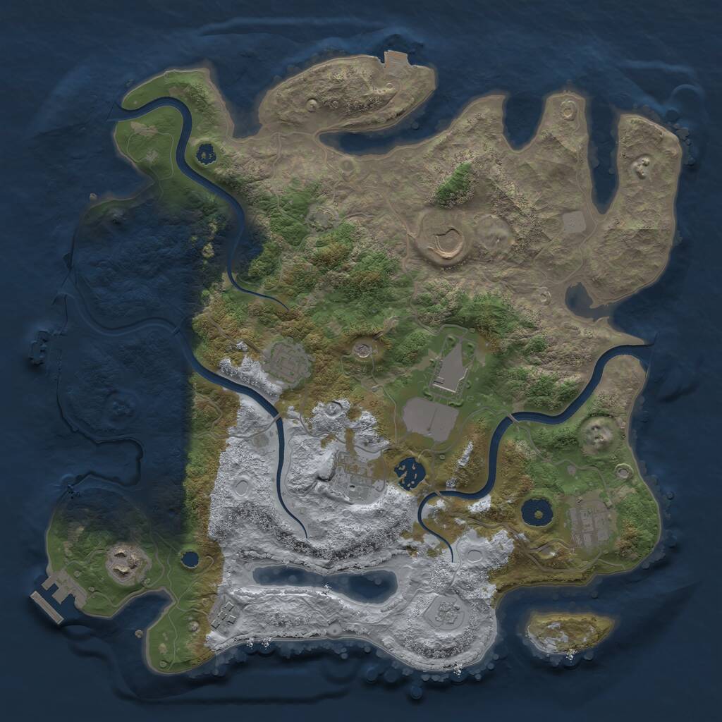 Rust Map: Procedural Map, Size: 3600, Seed: 538501, 14 Monuments