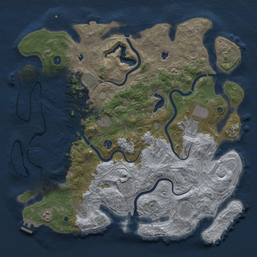 Rust Map: Procedural Map, Size: 4500, Seed: 7082025, 17 Monuments