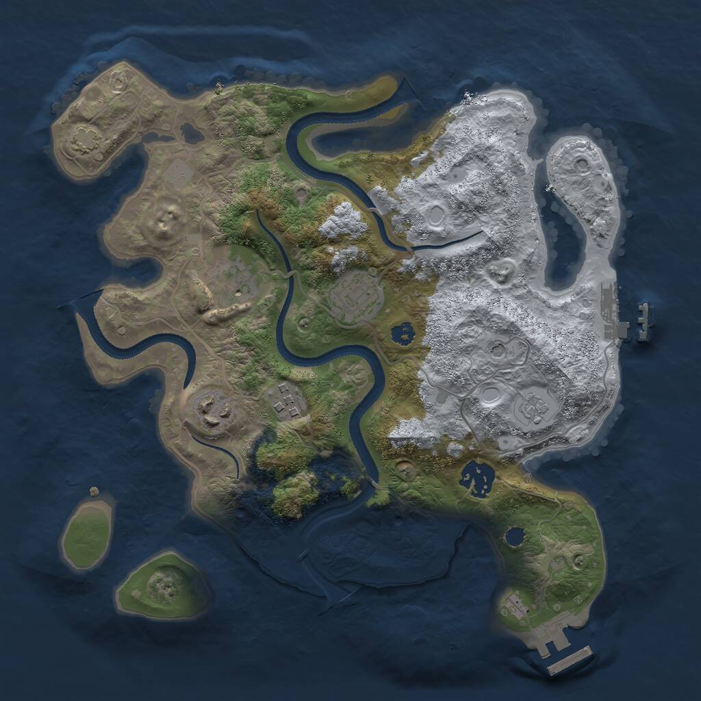 Rust Map: Procedural Map, Size: 3000, Seed: 891383953, 11 Monuments