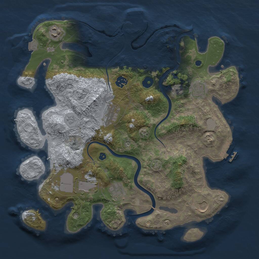 Rust Map: Procedural Map, Size: 3500, Seed: 1994141512, 14 Monuments