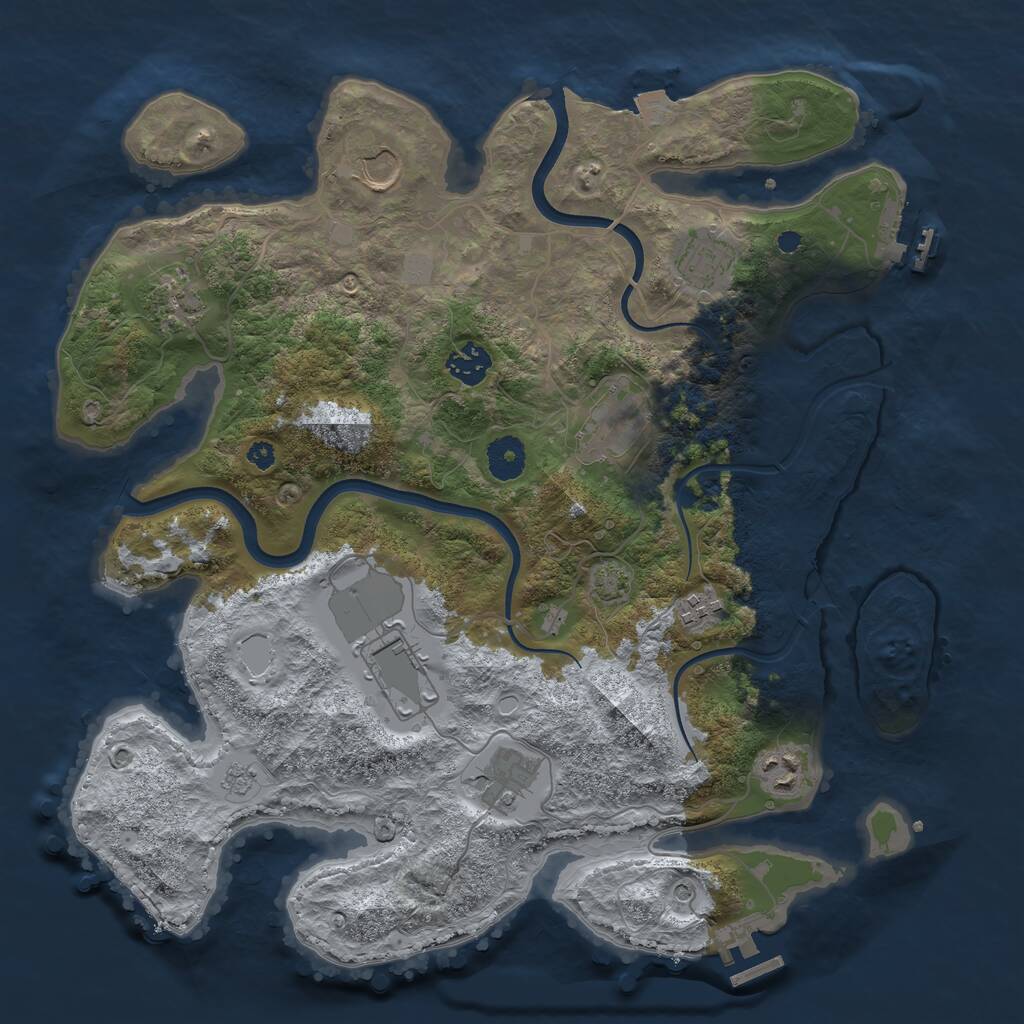 Rust Map: Procedural Map, Size: 3700, Seed: 310465, 15 Monuments