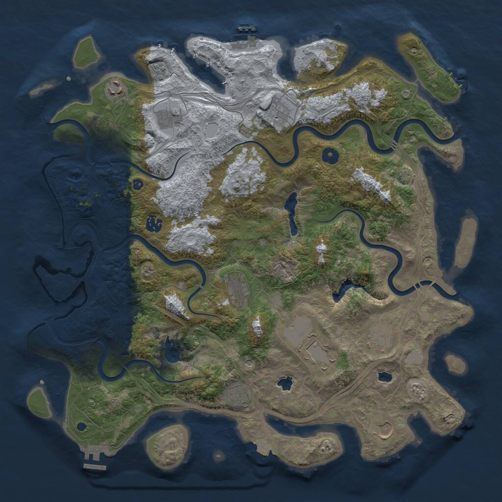 Rust Map: Procedural Map, Size: 4500, Seed: 70577776, 16 Monuments