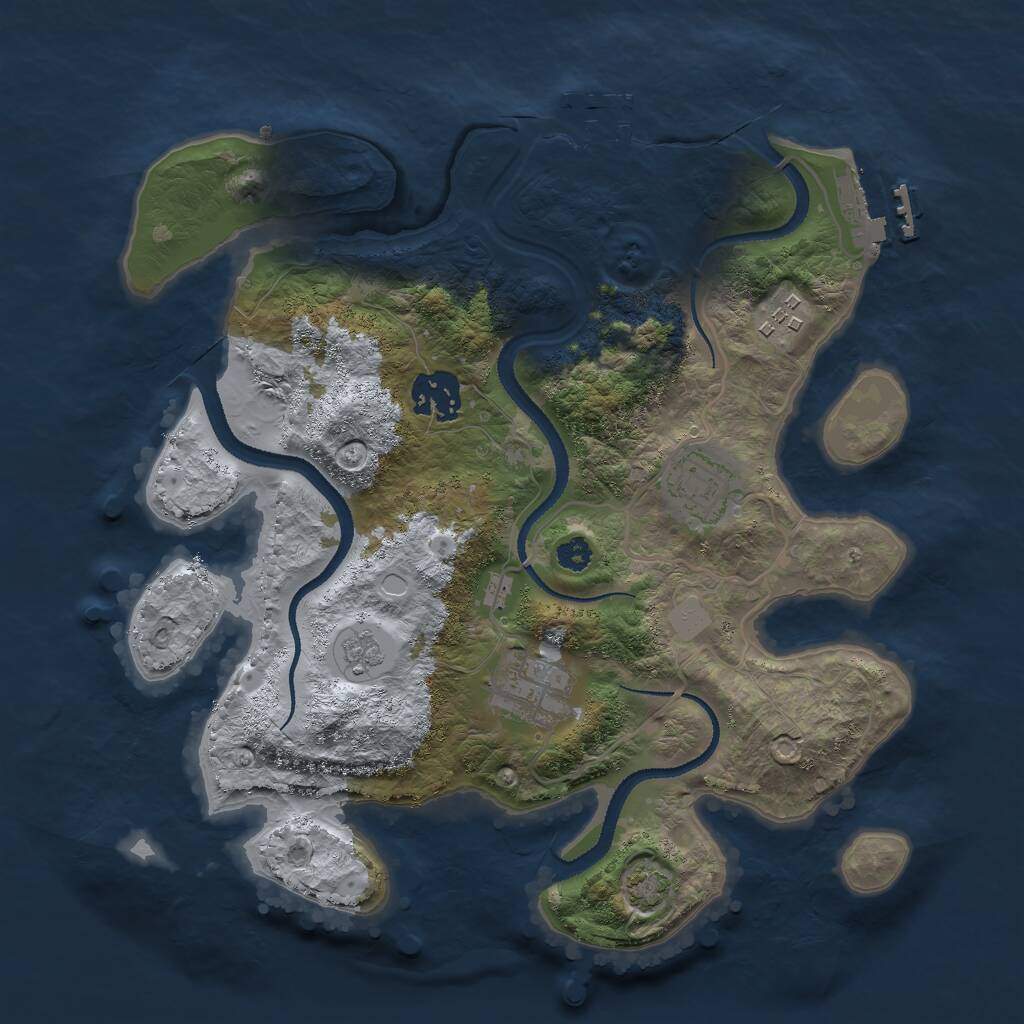Rust Map: Procedural Map, Size: 3000, Seed: 1106774862, 9 Monuments
