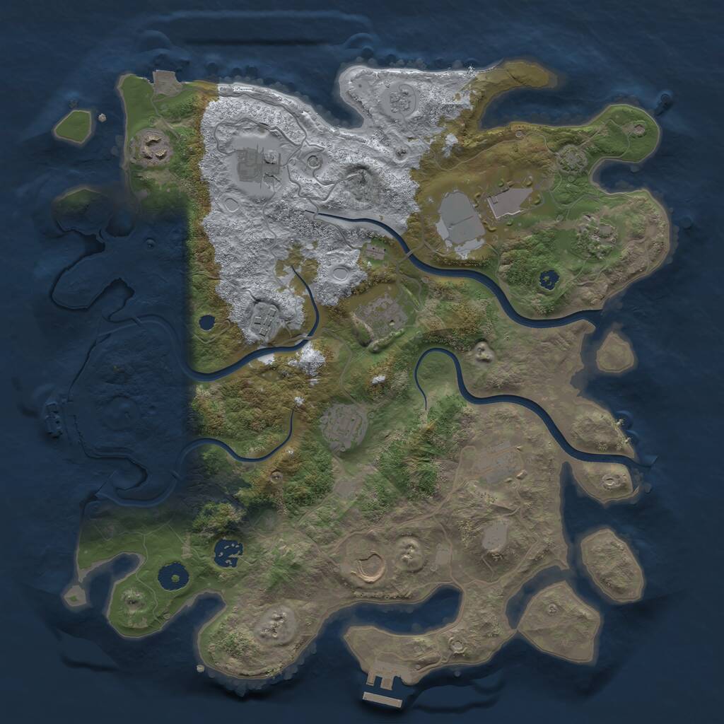 Rust Map: Procedural Map, Size: 3750, Seed: 1269436006, 16 Monuments
