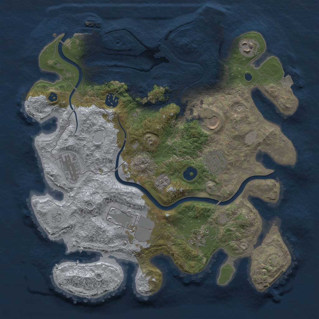 Rust Map: Procedural Map, Size: 3500, Seed: 408268347, 14 Monuments