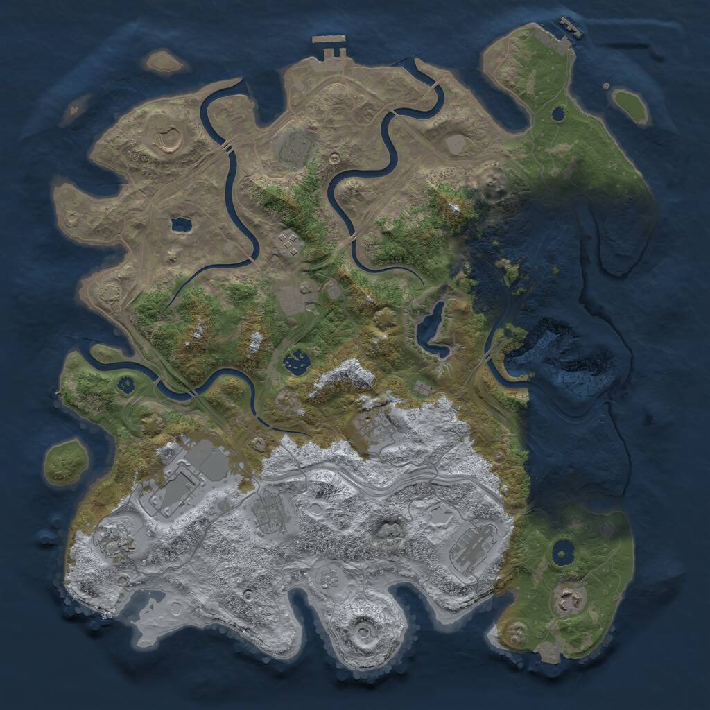 Rust Map: Procedural Map, Size: 4300, Seed: 492993085, 17 Monuments