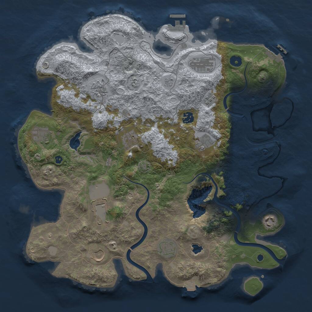 Rust Map: Procedural Map, Size: 4000, Seed: 1155611685, 17 Monuments