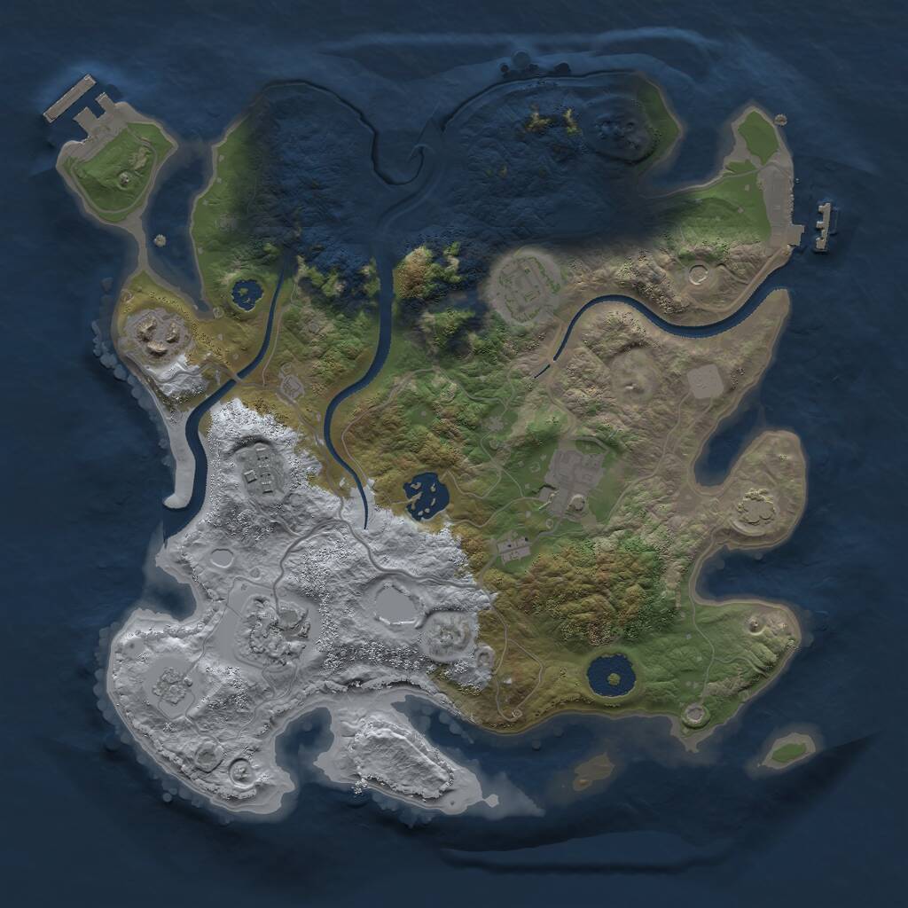 Rust Map: Procedural Map, Size: 3000, Seed: 5395, 12 Monuments