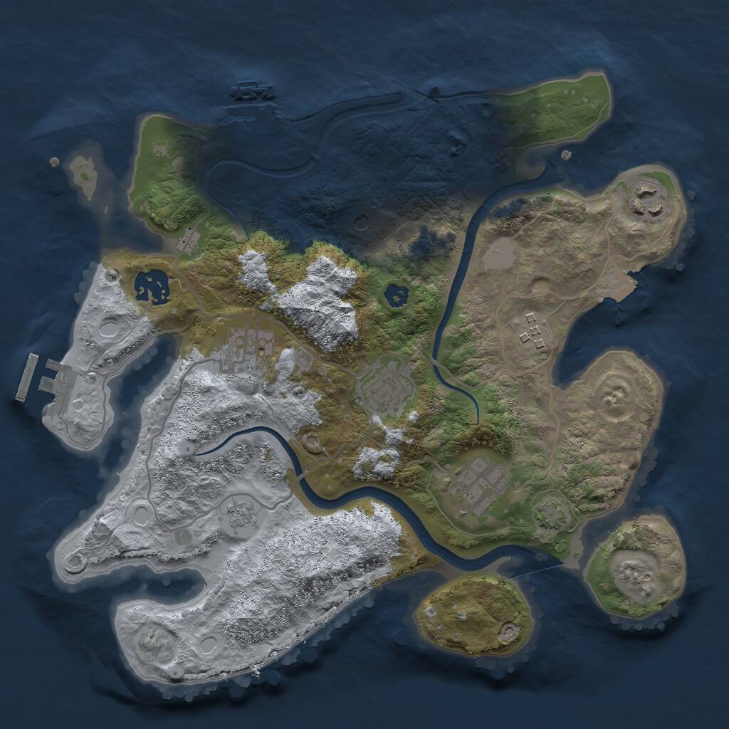 Rust Map: Procedural Map, Size: 3000, Seed: 27667, 12 Monuments