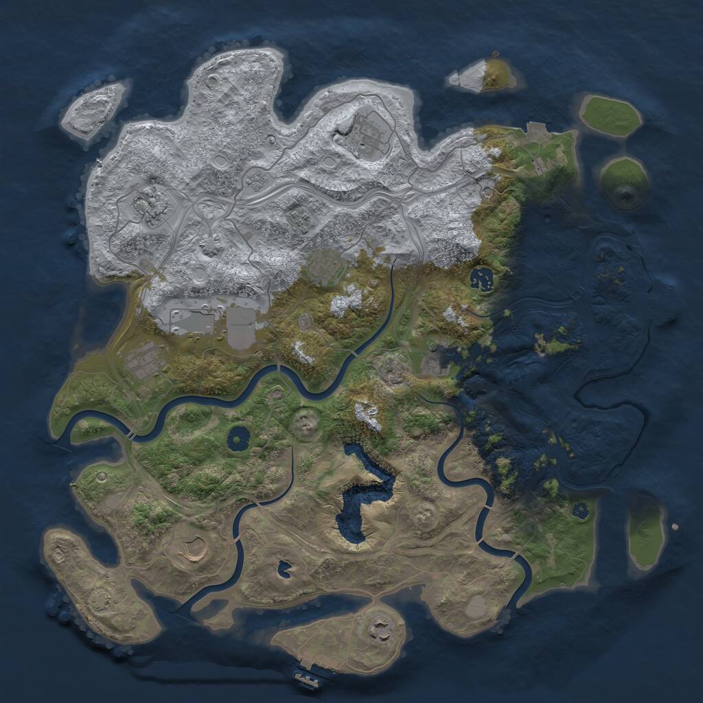 Rust Map: Procedural Map, Size: 4300, Seed: 830180435, 16 Monuments