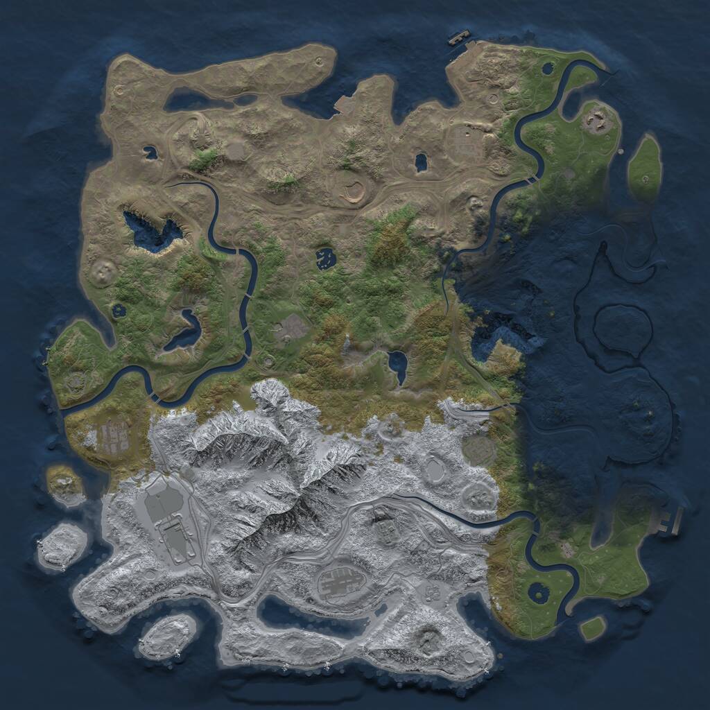Rust Map: Procedural Map, Size: 5000, Seed: 280280, 16 Monuments