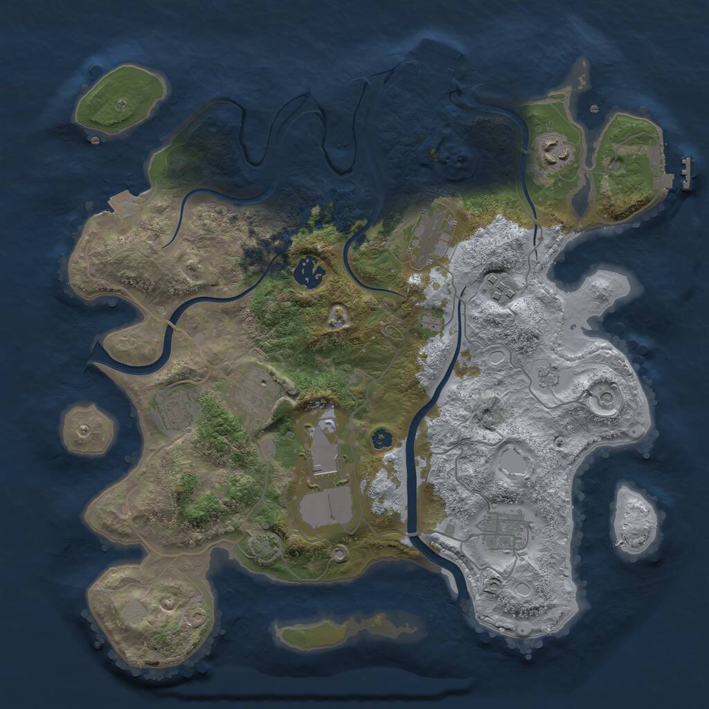 Rust Map: Procedural Map, Size: 3500, Seed: 396596442, 14 Monuments