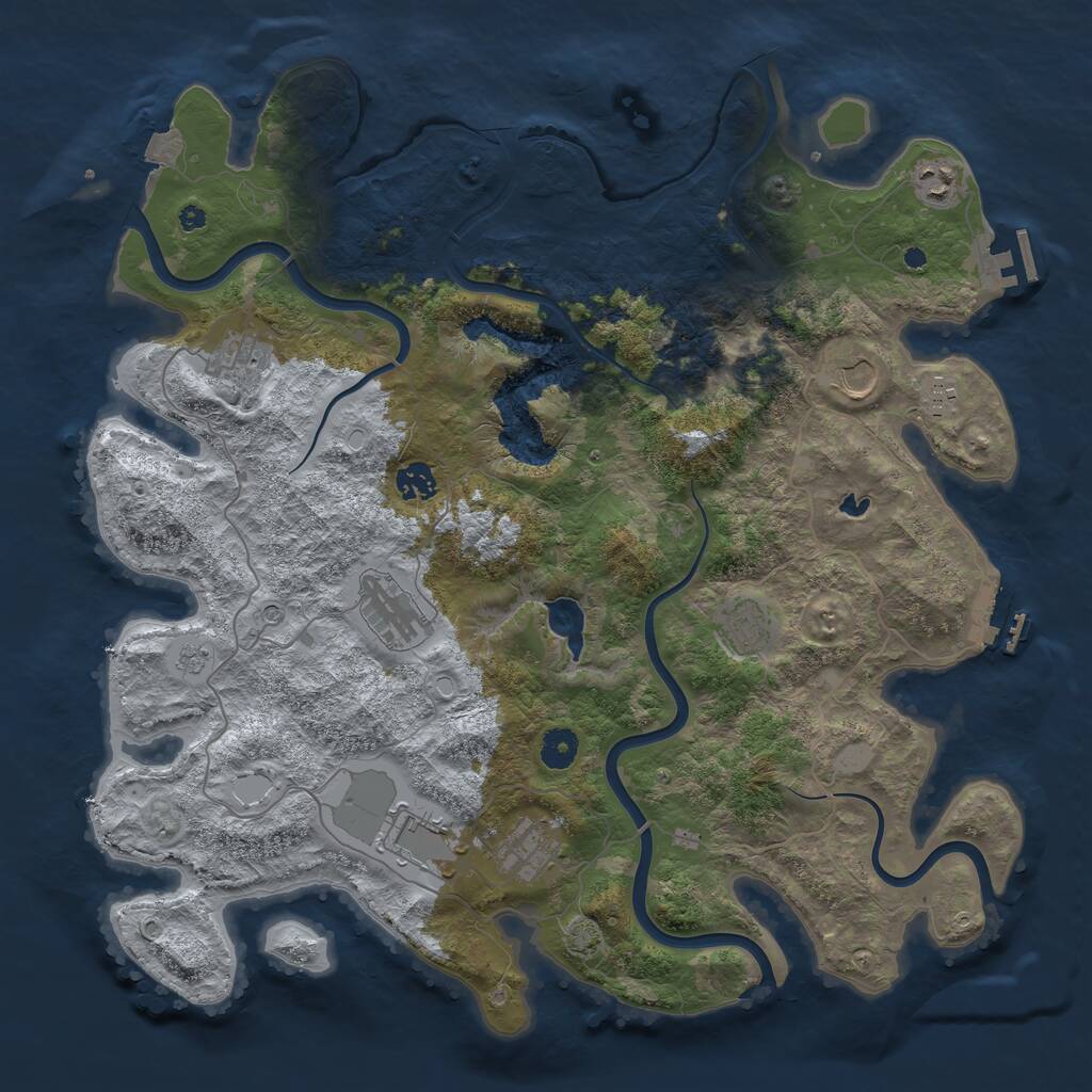Rust Map: Procedural Map, Size: 4160, Seed: 70551, 15 Monuments